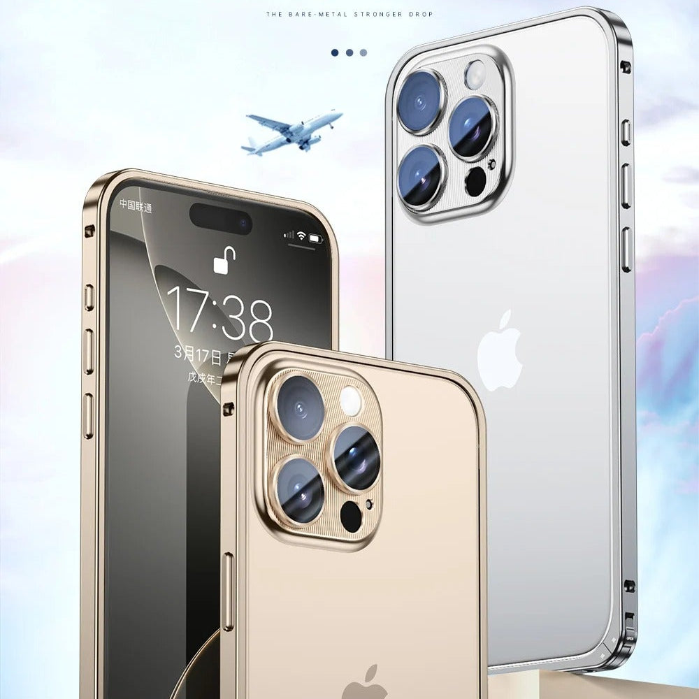 Luxury iPhone Case — Anti-Fingerprint, Anti-Scratch, Dustproof Tough Cover with Durable Aluminum Metal Frame and Anti-Drop Protection