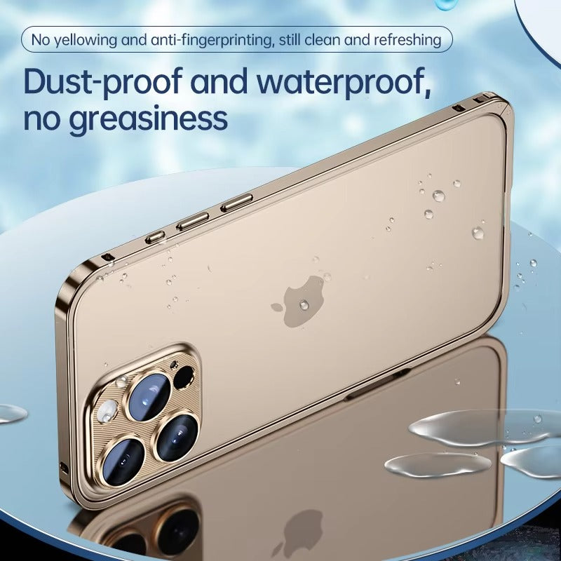 Luxury iPhone Case — Anti-Fingerprint, Anti-Scratch, Dustproof Tough Cover with Durable Aluminum Metal Frame and Anti-Drop Protection