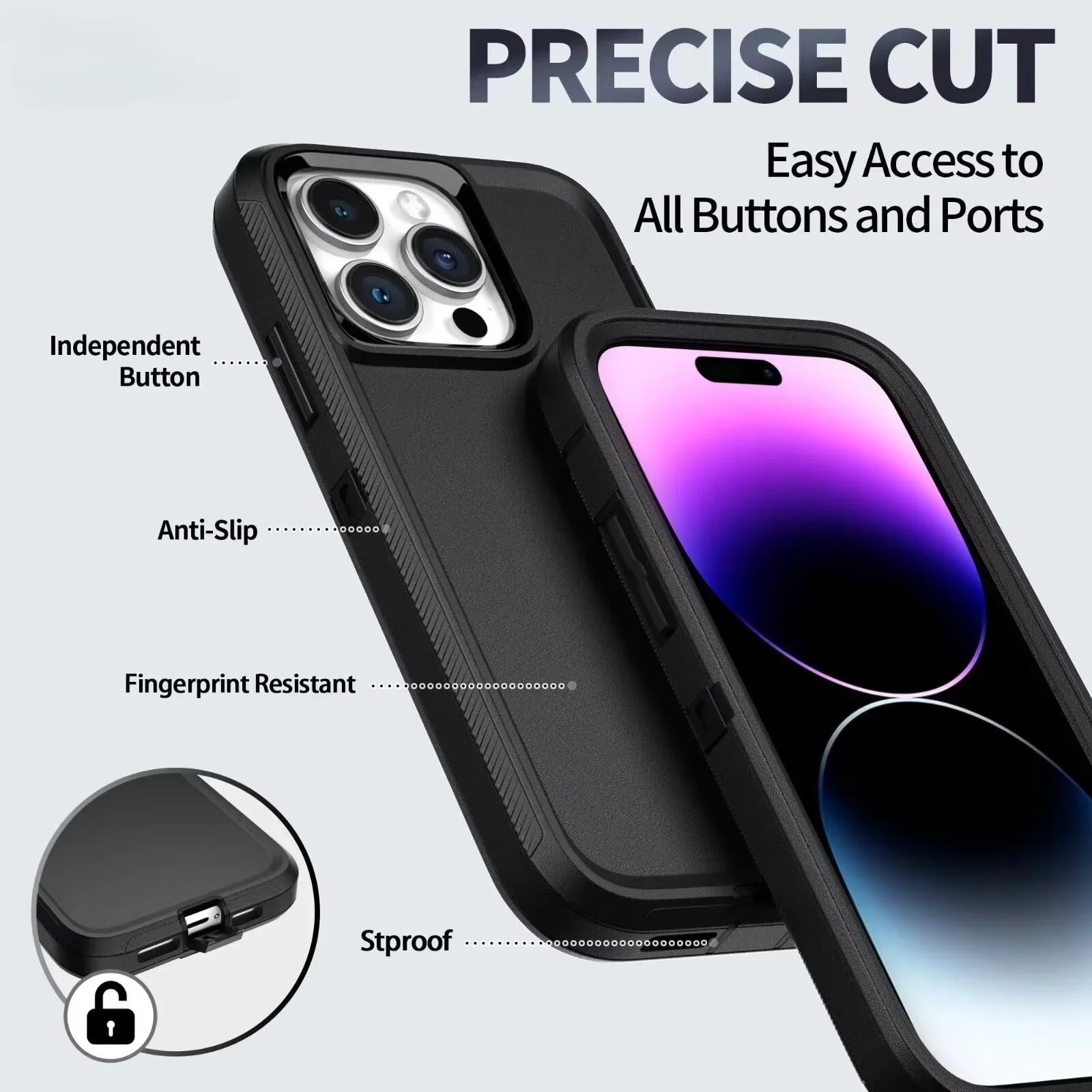 Luxury iPhone Case — Armor Box Dual-Layer PC+TPU Protective Cover with Belt Clamp, Heavy-Duty Shockproof Design, Kickstand and Matte Anti-Slip Finish