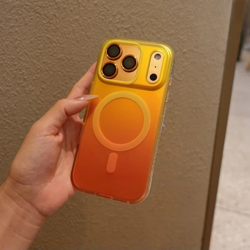 Luxury iPhone Case — Aurora Gradient Magnetic Cover with Shockproof Lightweight Design, Double-Color Finish and Non-Slip Wireless-Charging Compatibility