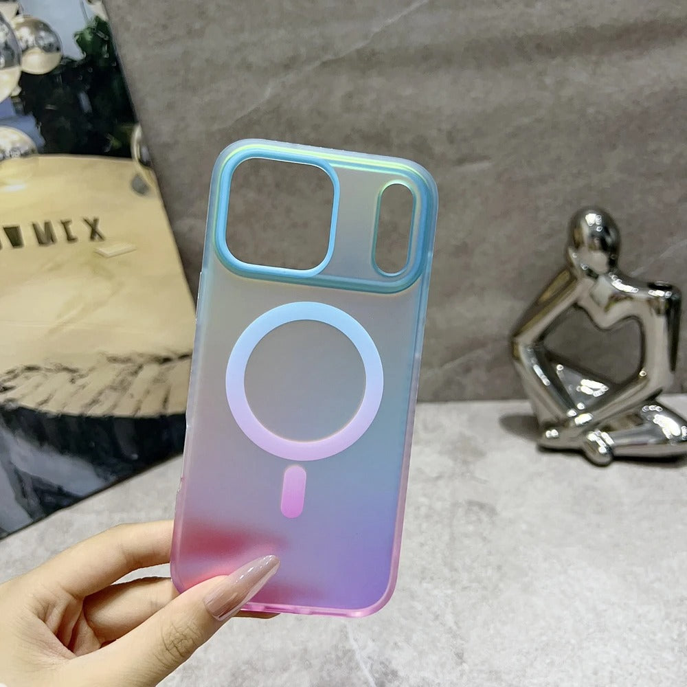 Luxury iPhone Case — Aurora Gradient Magnetic Cover with Shockproof Lightweight Design, Double-Color Finish and Non-Slip Wireless-Charging Compatibility