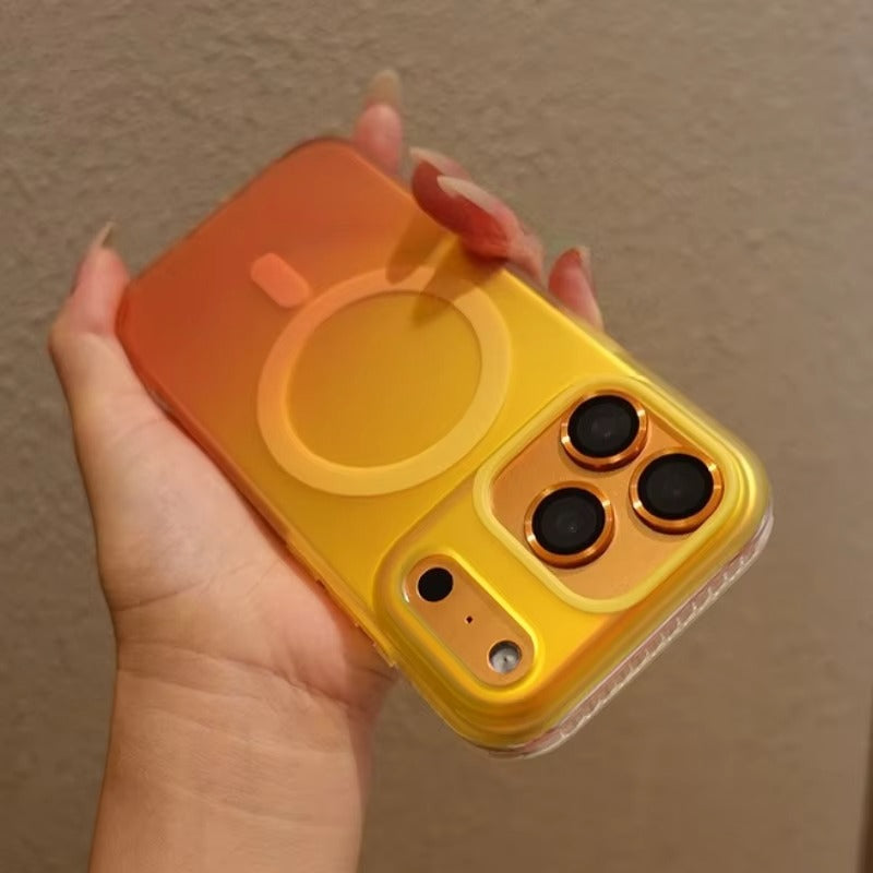 Luxury iPhone Case — Aurora Gradient Magnetic Cover with Shockproof Lightweight Design, Double-Color Finish and Non-Slip Wireless-Charging Compatibility