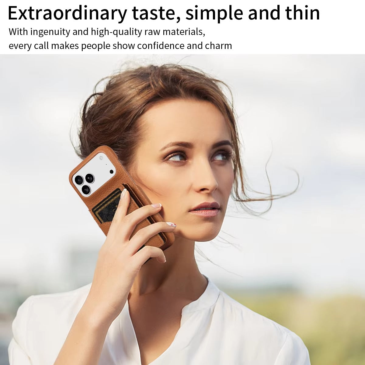 Luxury iPhone Case — Automatic Card Ejection PU Leather Cover, Shockproof Protection, Multi-Function Wallet Design