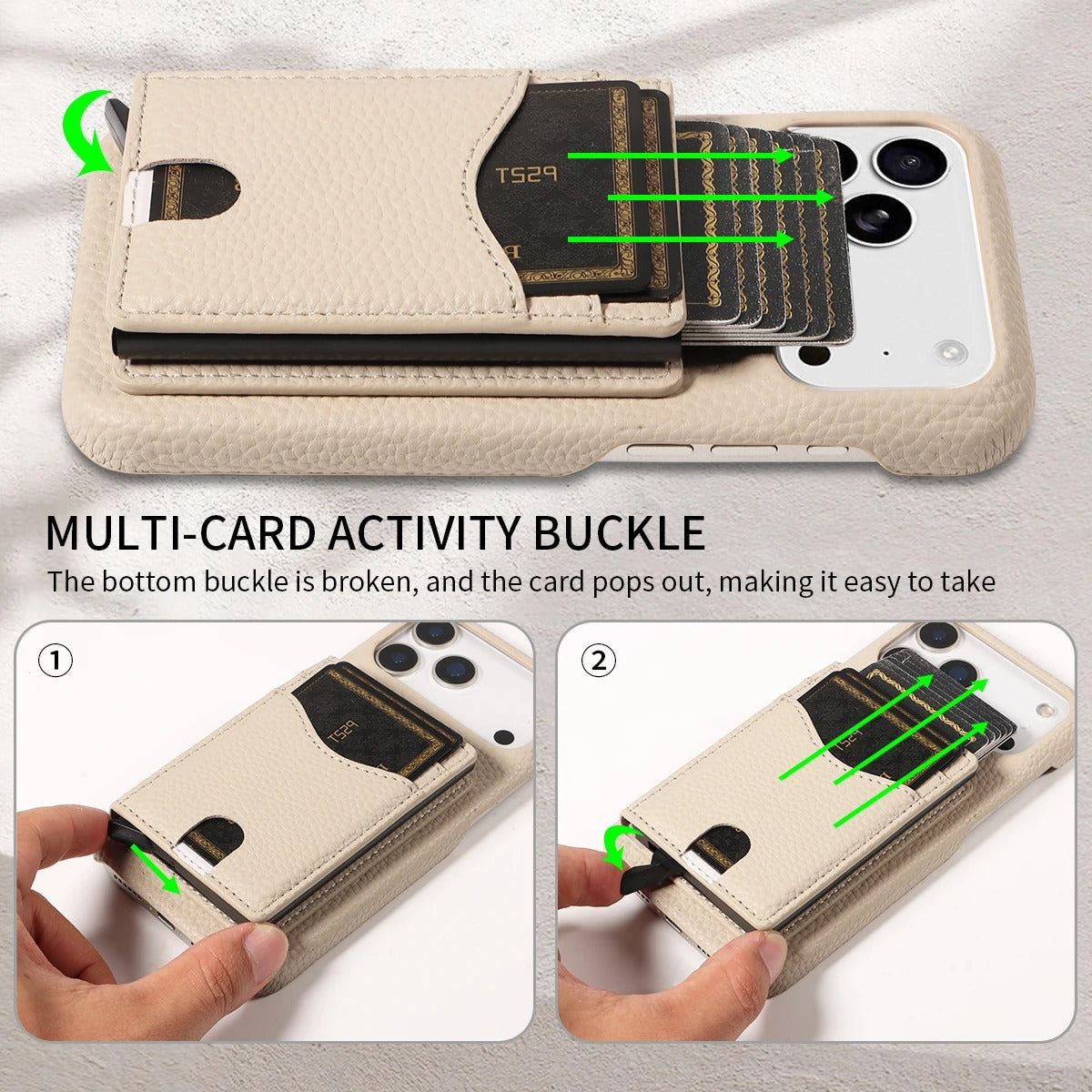 Luxury iPhone Case — Automatic Card Ejection PU Leather Cover, Shockproof Protection, Multi-Function Wallet Design