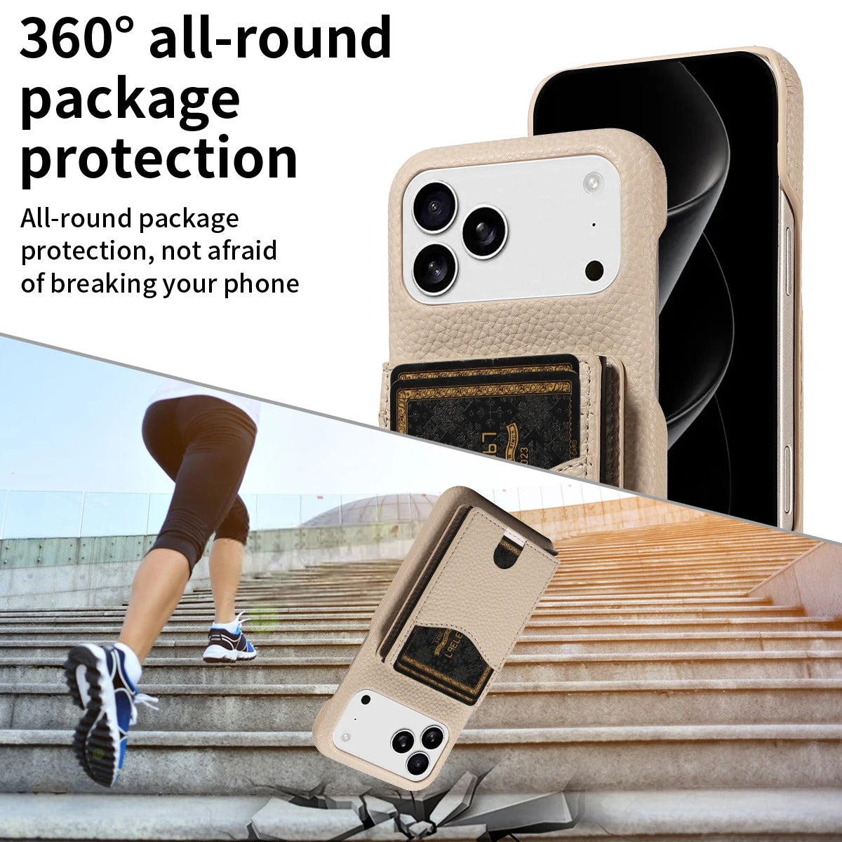 Luxury iPhone Case — Automatic Card Ejection PU Leather Cover, Shockproof Protection, Multi-Function Wallet Design