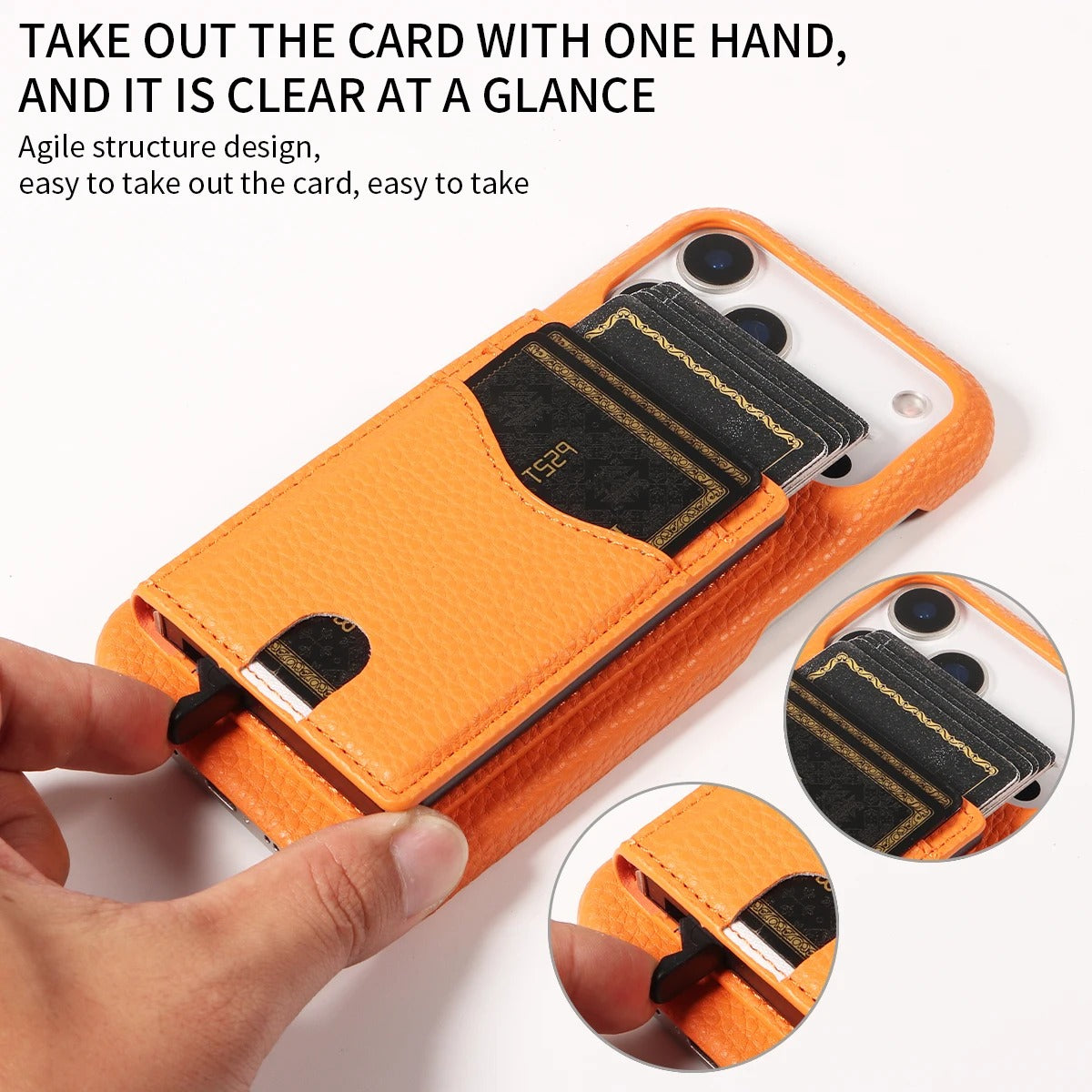 Luxury iPhone Case — Automatic Card Ejection PU Leather Cover, Shockproof Protection, Multi-Function Wallet Design