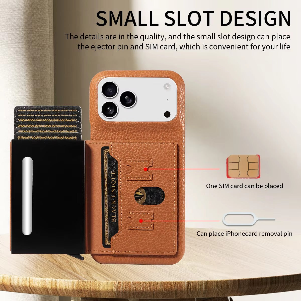 Luxury iPhone Case — Automatic Card Ejection PU Leather Cover, Shockproof Protection, Multi-Function Wallet Design