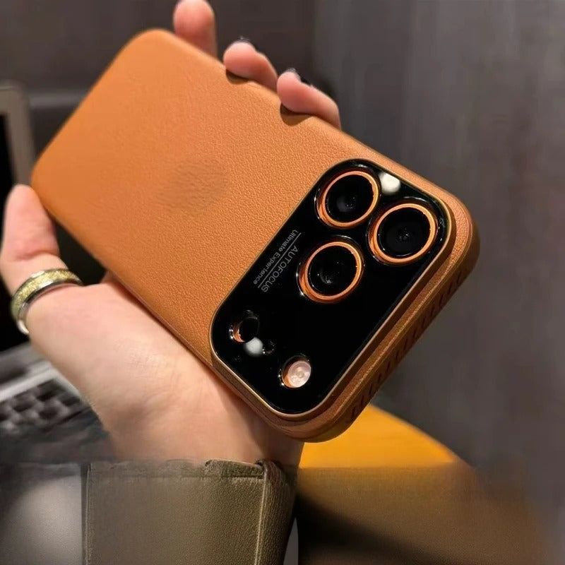 Luxury iPhone Case — Built-In MagSafe Heat-Dissipation Leather-Texture Cover with Shockproof Anti-Fingerprint Dustproof Non-Slip Slim Design