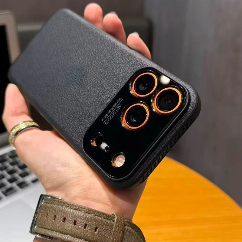 Luxury iPhone Case — Built-In MagSafe Heat-Dissipation Leather-Texture Cover with Shockproof Anti-Fingerprint Dustproof Non-Slip Slim Design