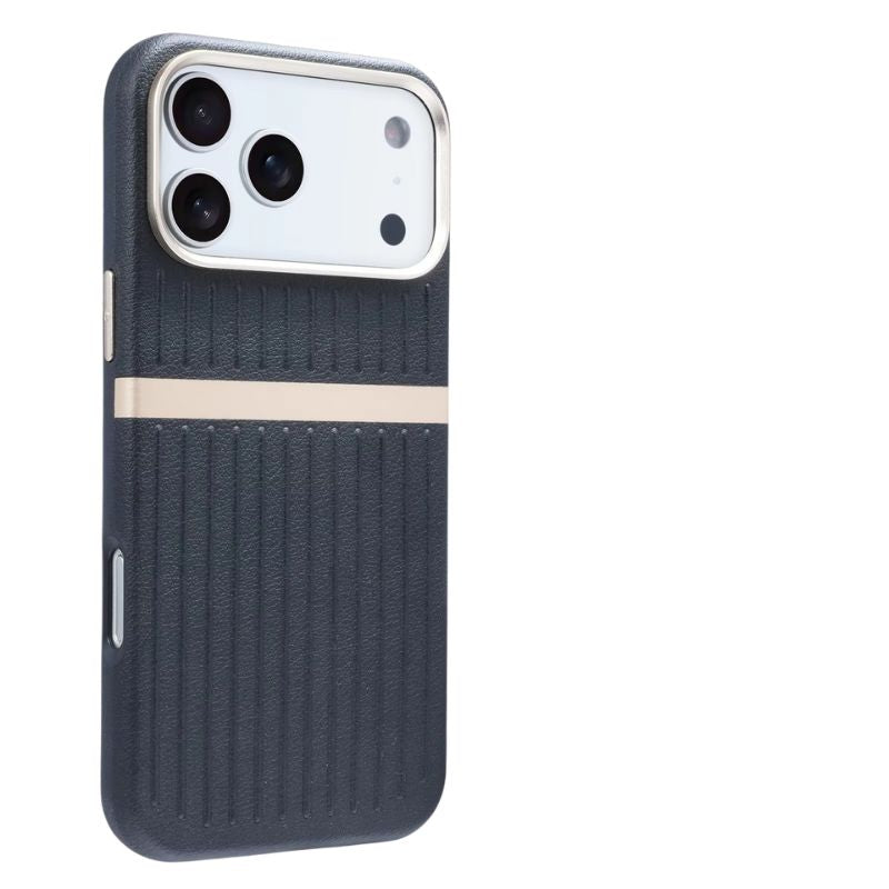Luxury iPhone Case — Built-In MagSafe Leather Cover with Luggage-Pattern Splice Design, Shockproof Protection and Matte Anti-Fingerprint Finish