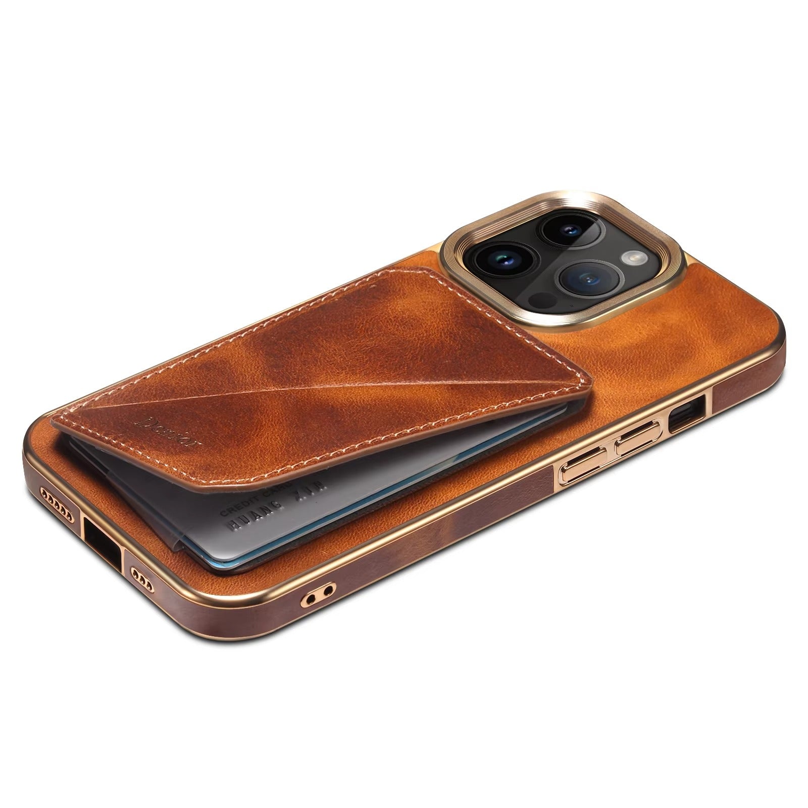 Luxury iPhone Case — Business Leather Back Cover with Stand Slot, Shock-Absorbing Protection, Anti-Fingerprint Anti-Scratch Finish & Built-In Card Storage