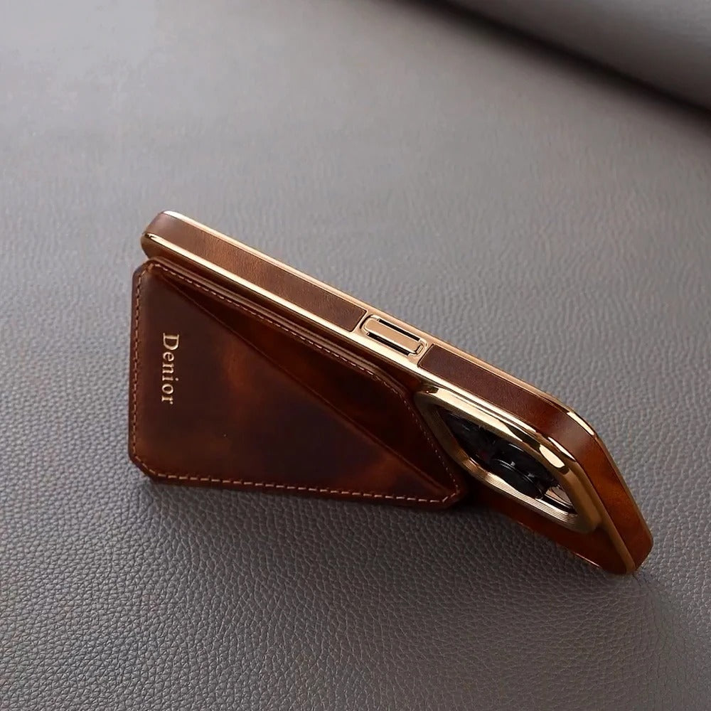 Luxury iPhone Case — Business Leather Back Cover with Stand Slot, Shock-Absorbing Protection, Anti-Fingerprint Anti-Scratch Finish & Built-In Card Storage