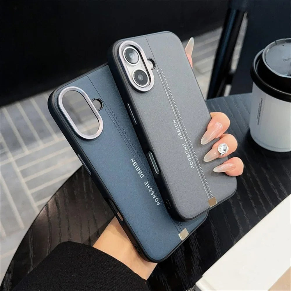 Luxury iPhone Case — Business Leather MagSafe Magnetic Cover with Anti-Fall Design, Metal Buttons, Shockproof Dual-Layer Protection & Non-Slip Textured Finish