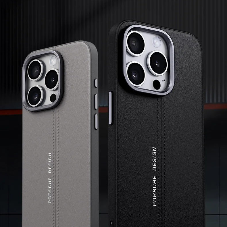 Luxury iPhone Case — Business Leather MagSafe Magnetic Cover with Anti-Fall Design, Metal Buttons, Shockproof Dual-Layer Protection & Non-Slip Textured Finish