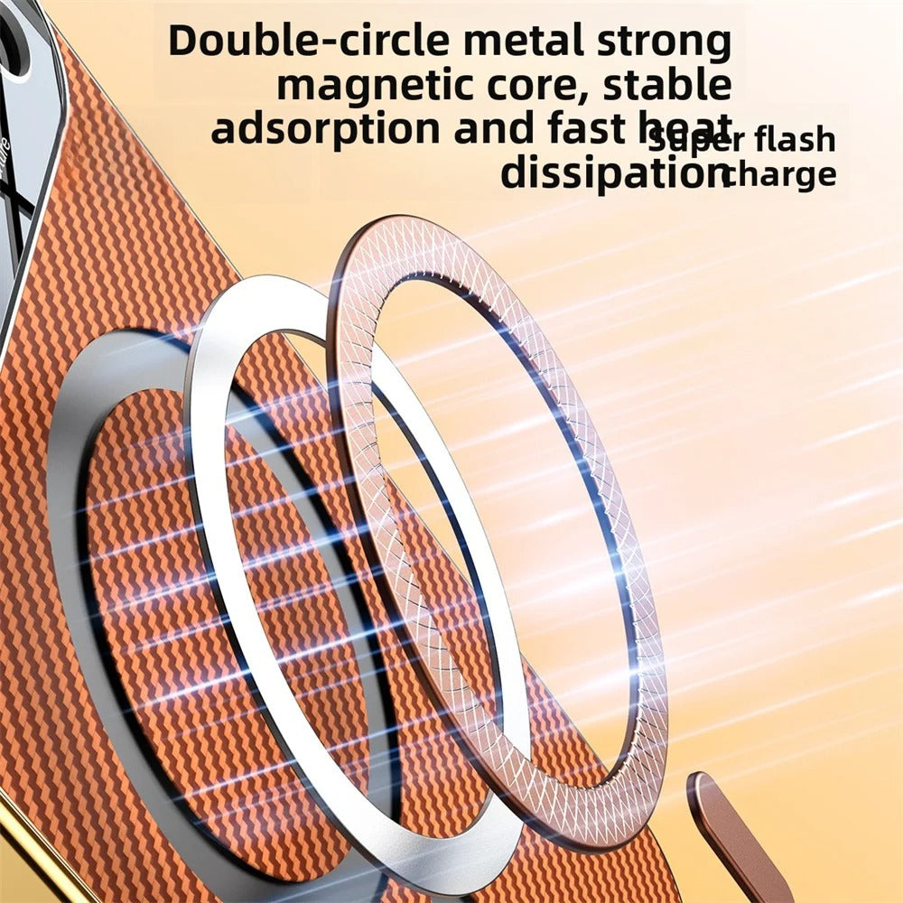 Luxury iPhone Case — Carbon Fiber Soft TPU MagSafe Cover with Slim Shock-Resistant Design and Lightweight Protective Finish