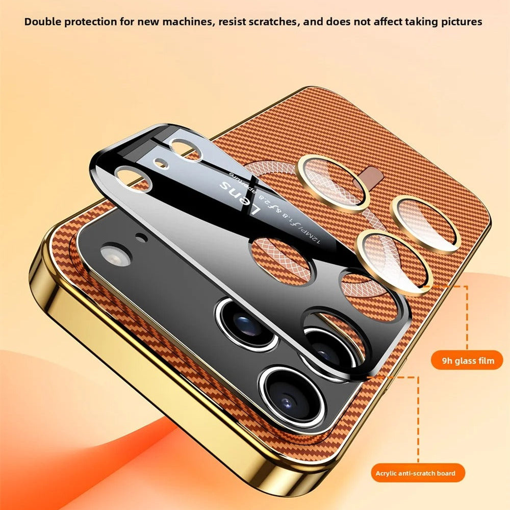 Luxury iPhone Case — Carbon Fiber Soft TPU MagSafe Cover with Slim Shock-Resistant Design and Lightweight Protective Finish