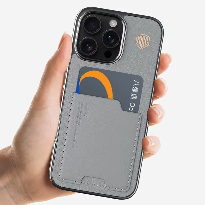 Luxury iPhone Case — Card Holder Bag with Matte Shockproof Leather Cover, Anti-Fingerprint Anti-Scratch Half-Wrapped PC+TPU Design, Textured Letter Finish