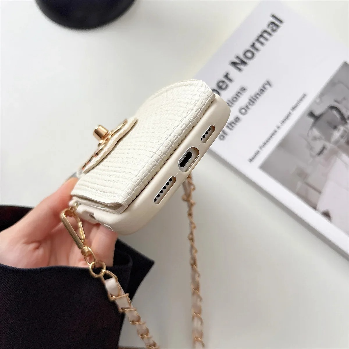 Luxury iPhone Case — Cartoon Butterfly Crossbody Wallet Cover with Card Bag Design, Shockproof Leather Protection & Hands-Free Strap Style