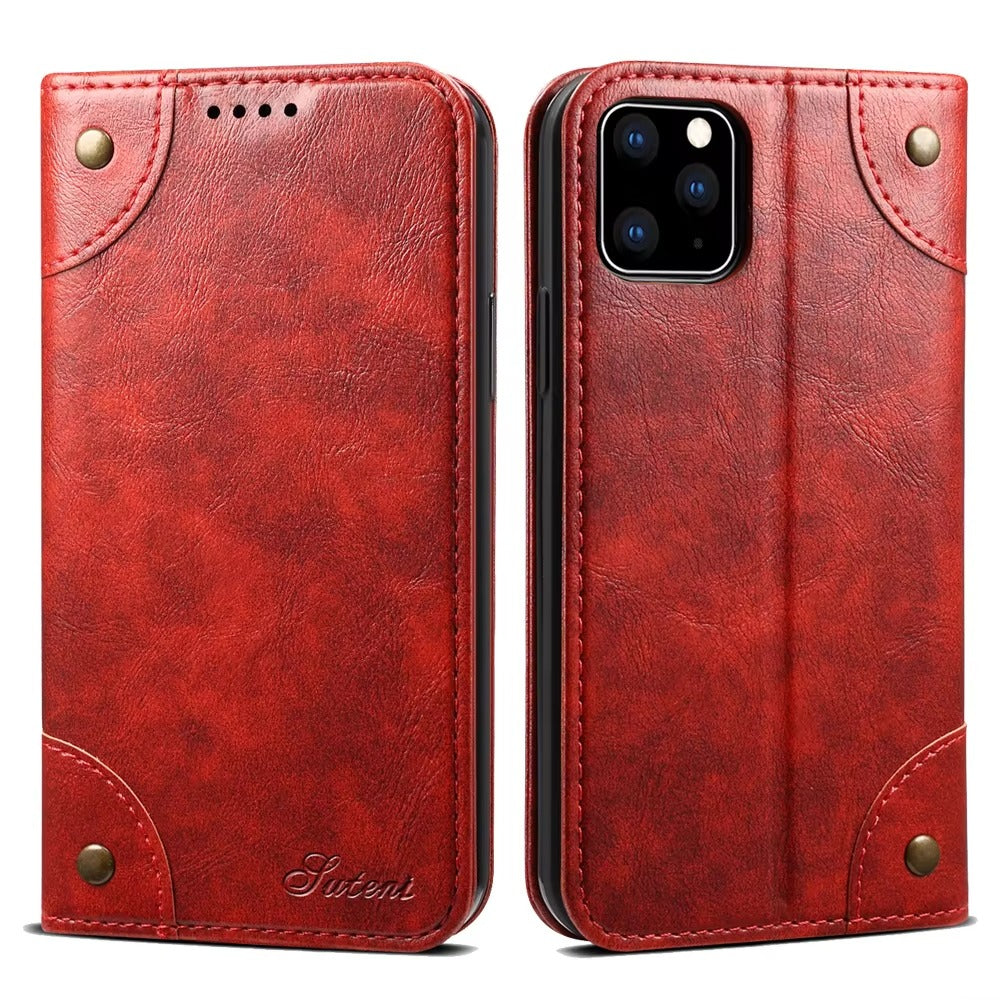 Luxury iPhone Case — Classic Genuine Leather Wallet Flip Cover with Magnetic Closure, Card Storage & Non-Slip Protective Book-Style Design