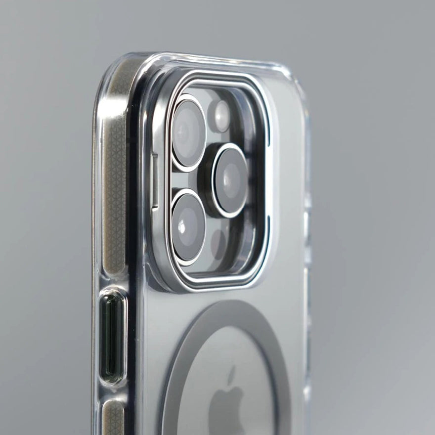 Luxury iPhone Case — Clear Full-Coverage Magnetic Shockproof Cover with Lens Holder, Anti-Fingerprint Anti-Scratch PC+TPU Design & Non-Slip Grip
