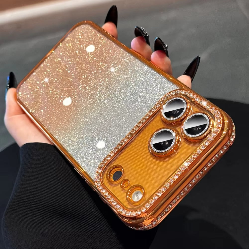 Luxury iPhone Case — Clear Magnetic MagSafe Soft Cover with Plating Design, Shockproof Anti-Scratch Silicone Build & Gradient Glitter Style for Women