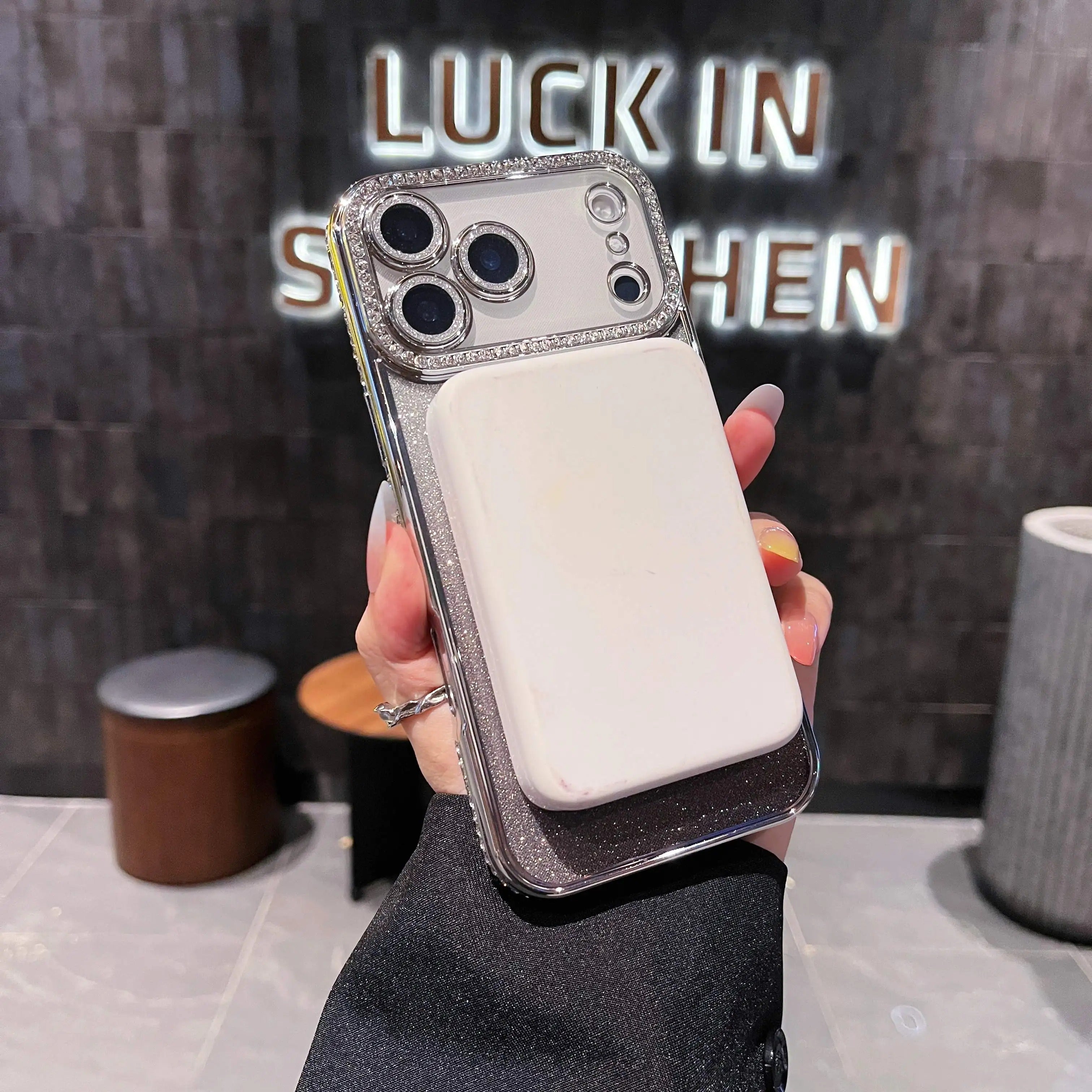 Luxury iPhone Case — Clear Magnetic MagSafe Soft Cover with Plating Design, Shockproof Anti-Scratch Silicone Build & Gradient Glitter Style for Women