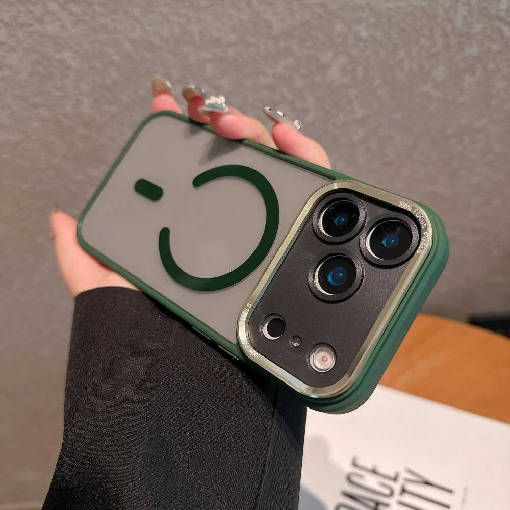 Luxury iPhone Case — Clear PC Magnetic Armor Cover with MagSafe, Shockproof TPU Bumper, Camera Protector and Anti-Skid Scratch-Resistant Design