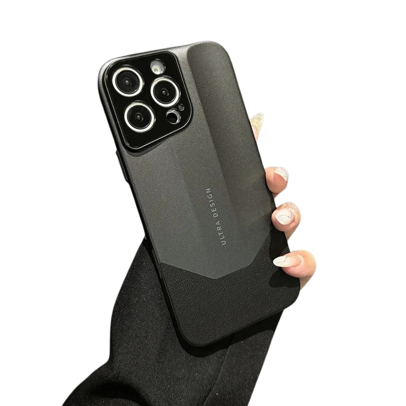 Luxury iPhone Case — Contrast-Color Leather + PC Hybrid Cover with Shockproof Hard Protection, Anti-Fingerprint Anti-Scratch Finish & Slim Non-Slip Retro Design