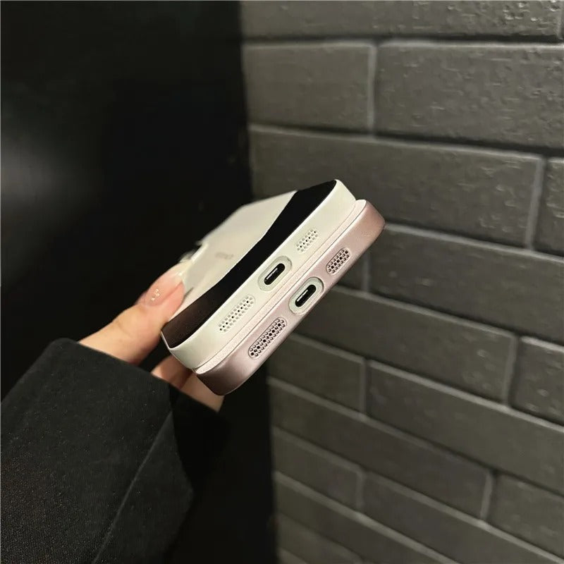 Luxury iPhone Case — Contrast-Color Leather + PC Hybrid Cover with Shockproof Hard Protection, Anti-Fingerprint Anti-Scratch Finish & Slim Non-Slip Retro Design