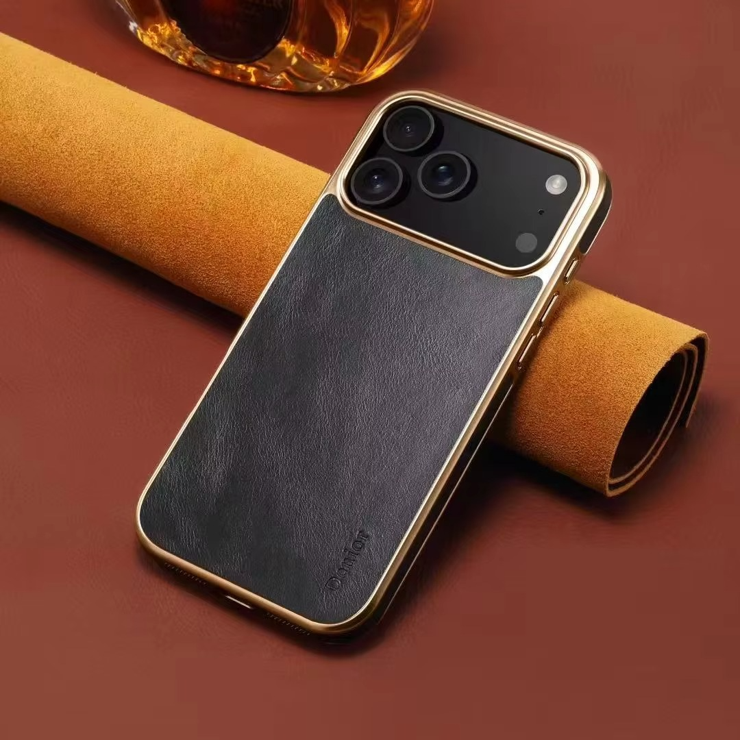 Luxury iPhone Case — Cowhide Electroplated Leather Cover with Heat-Resistant Skin-Friendly Finish & Non-Slip Premium Design