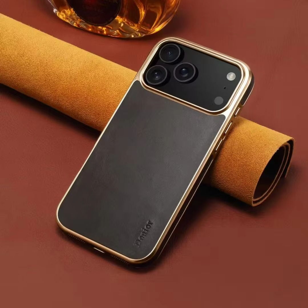 Luxury iPhone Case — Cowhide Electroplated Leather Cover with Heat-Resistant Skin-Friendly Finish & Non-Slip Premium Design
