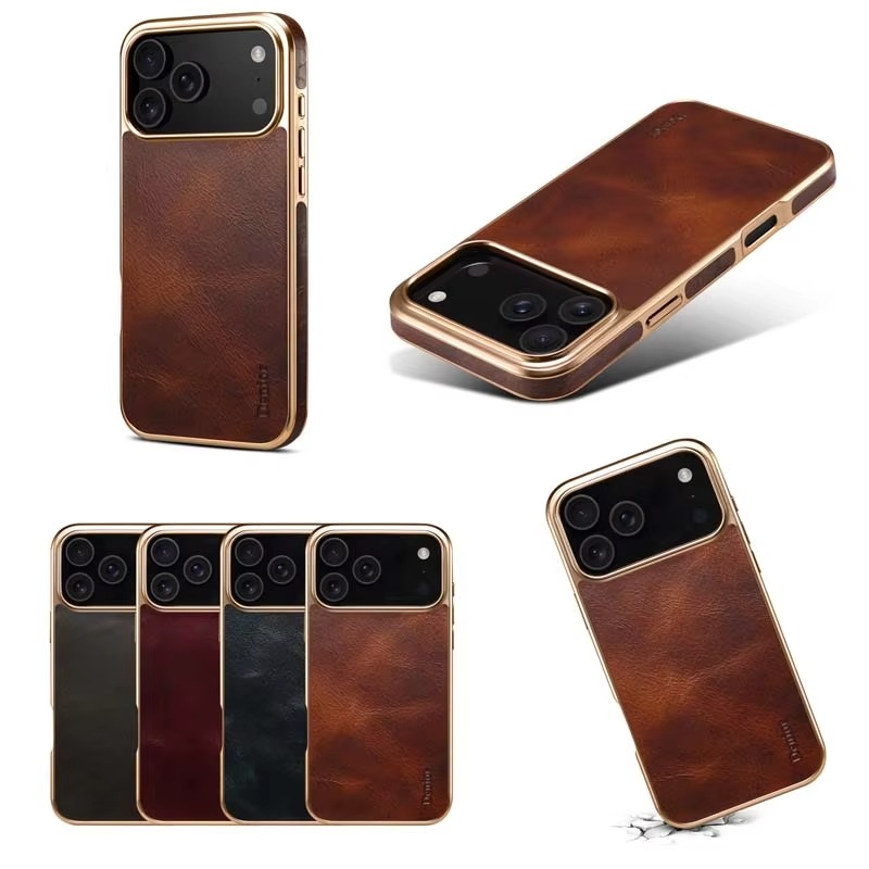 Luxury iPhone Case — Cowhide Electroplated Leather Cover with Heat-Resistant Skin-Friendly Finish & Non-Slip Premium Design