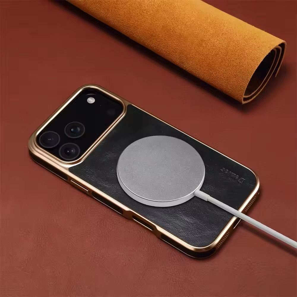 Luxury iPhone Case — Cowhide Electroplated Leather Cover with Heat-Resistant Skin-Friendly Finish & Non-Slip Premium Design