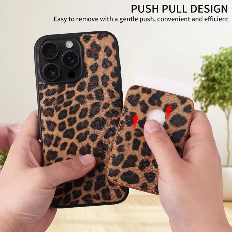 Luxury iPhone Case — Cross-Grain Magnetic MagSafe Cover with Card Holder, Shockproof PC+TPU Protection and Lightweight Non-Slip Design