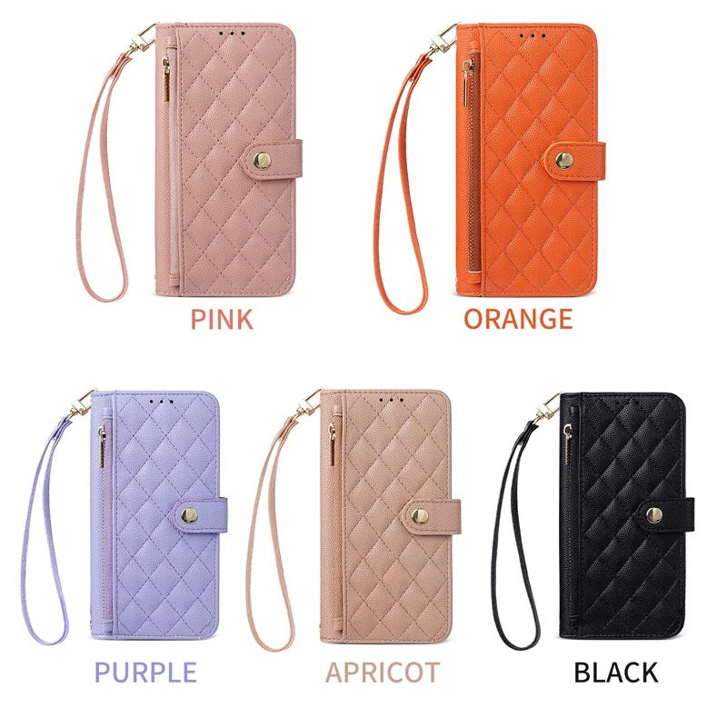 Luxury iPhone Case — Crossbody Leather Wallet Cover with Card Holder, Lanyard Strap, Anti-Scratch Non-Slip Design & Protective PU Build