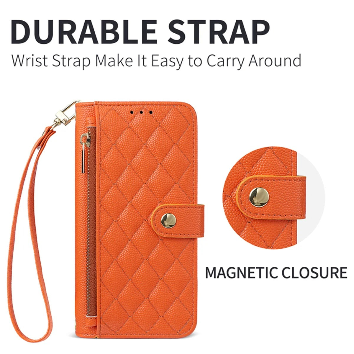 Luxury iPhone Case — Crossbody Leather Wallet Cover with Card Holder, Lanyard Strap, Anti-Scratch Non-Slip Design & Protective PU Build