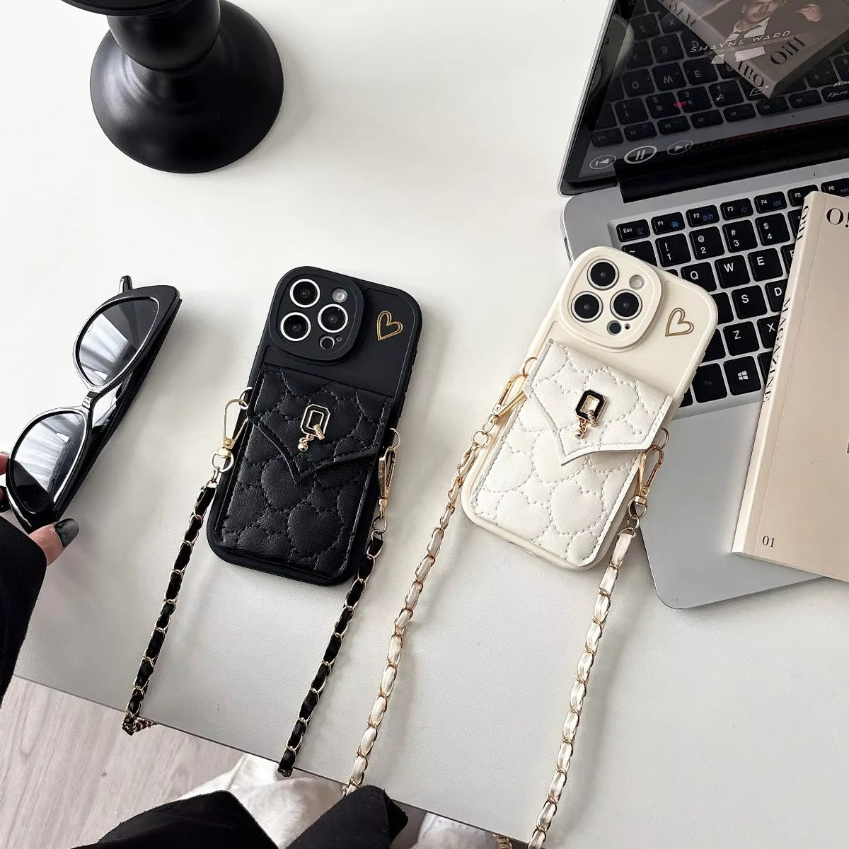Luxury iPhone Case — Crossbody Leather Wallet Cover with Card Slot Holder, Protective Design and Adjustable Lanyard Strap