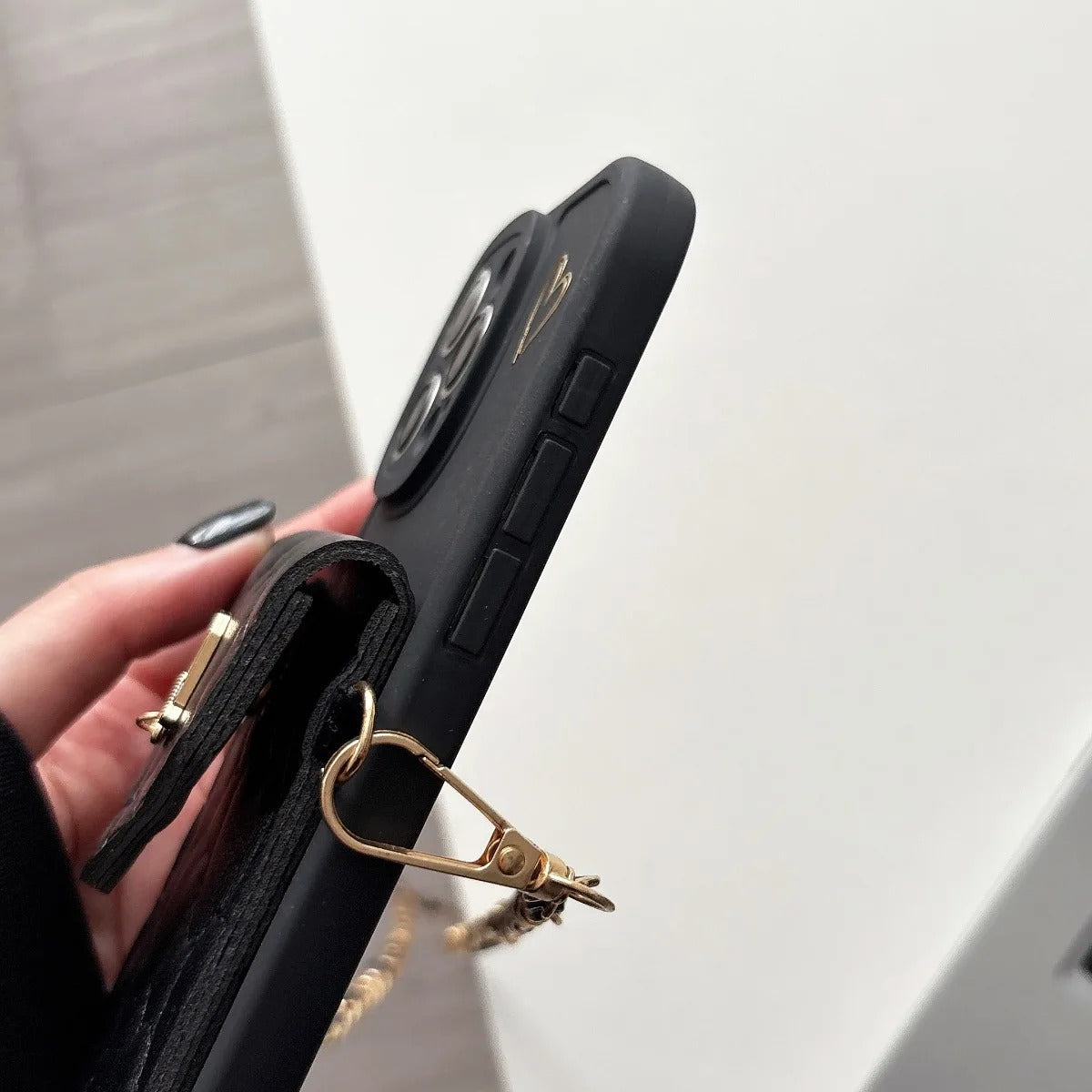 Luxury iPhone Case — Crossbody Leather Wallet Cover with Card Slot Holder, Protective Design and Adjustable Lanyard Strap