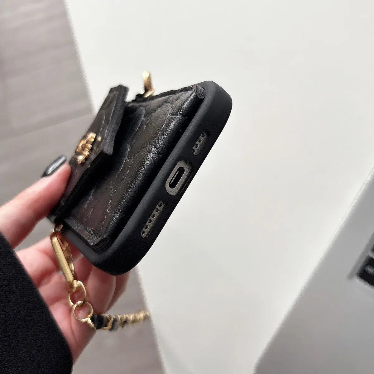 Luxury iPhone Case — Crossbody Leather Wallet Cover with Card Slot Holder, Protective Design and Adjustable Lanyard Strap