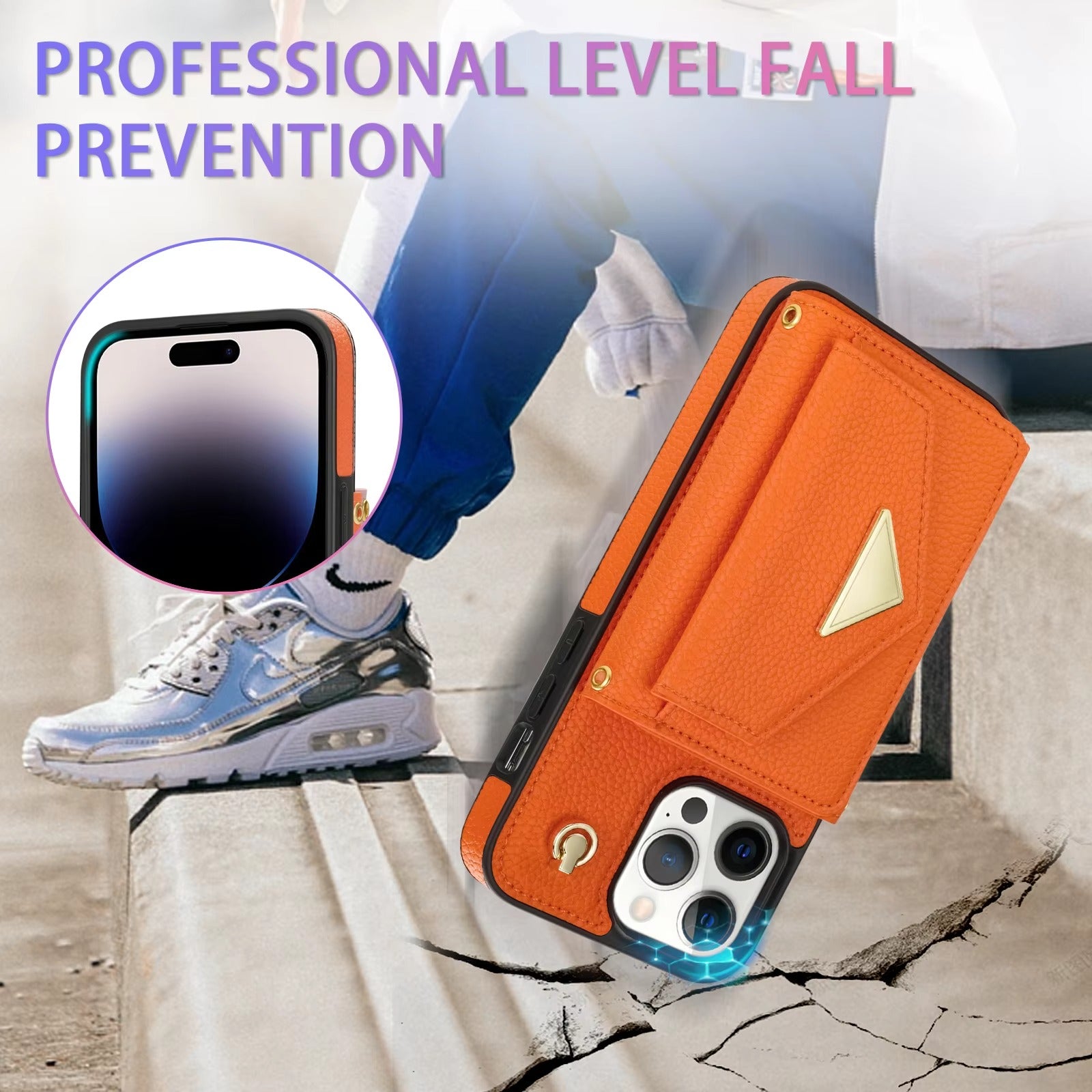 Luxury iPhone Case — Crossbody PU Leather Wallet Cover with Multi-Card Slots, Long Lanyard, Kickstand Feature and Anti-Fingerprint Non-Slip Design