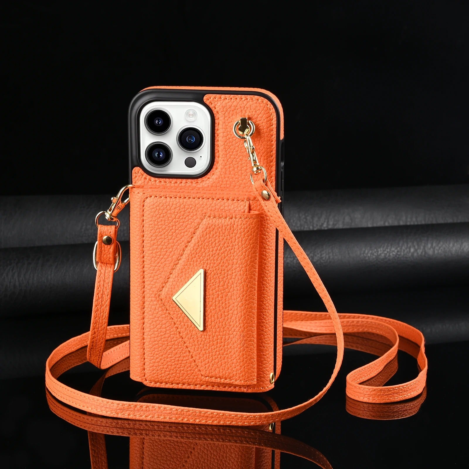 Luxury iPhone Case — Crossbody PU Leather Wallet Cover with Multi-Card Slots, Long Lanyard, Kickstand Feature and Anti-Fingerprint Non-Slip Design