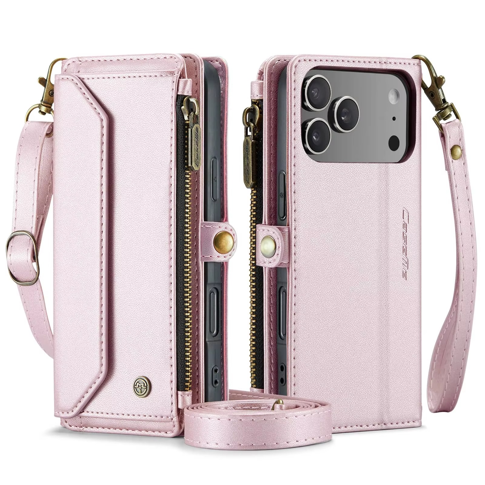 Luxury iPhone Case — Crossbody PU Leather Wallet Flip Cover with RFID Blocking, 7–10 Card Slots, Wristlet Strap & Shockproof Full-Body Protection