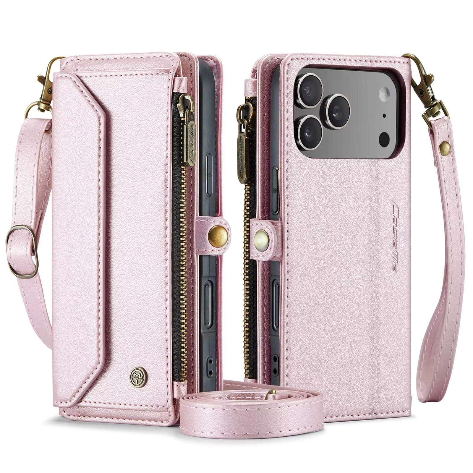 Luxury iPhone Case — Crossbody RFID-Blocking PU Leather Wallet Cover with 7–10 Card Holder, Wristlet & Shoulder Strap, Shockproof Soft Protective Design