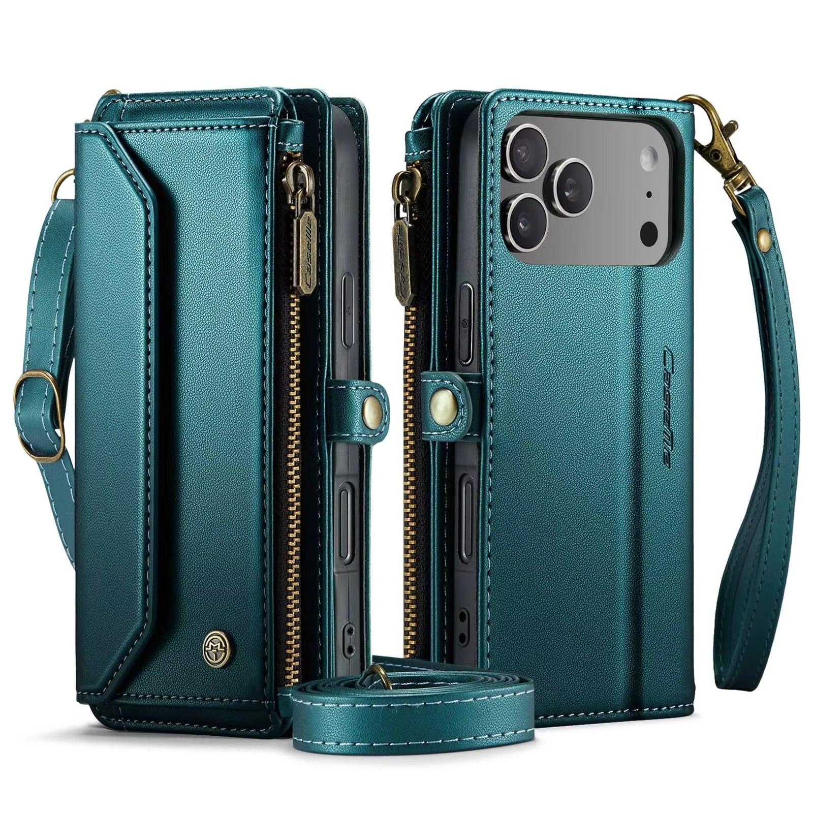 Luxury iPhone Case — Crossbody RFID-Blocking PU Leather Wallet Cover with 7–10 Card Holder, Wristlet & Shoulder Strap, Shockproof Soft Protective Design