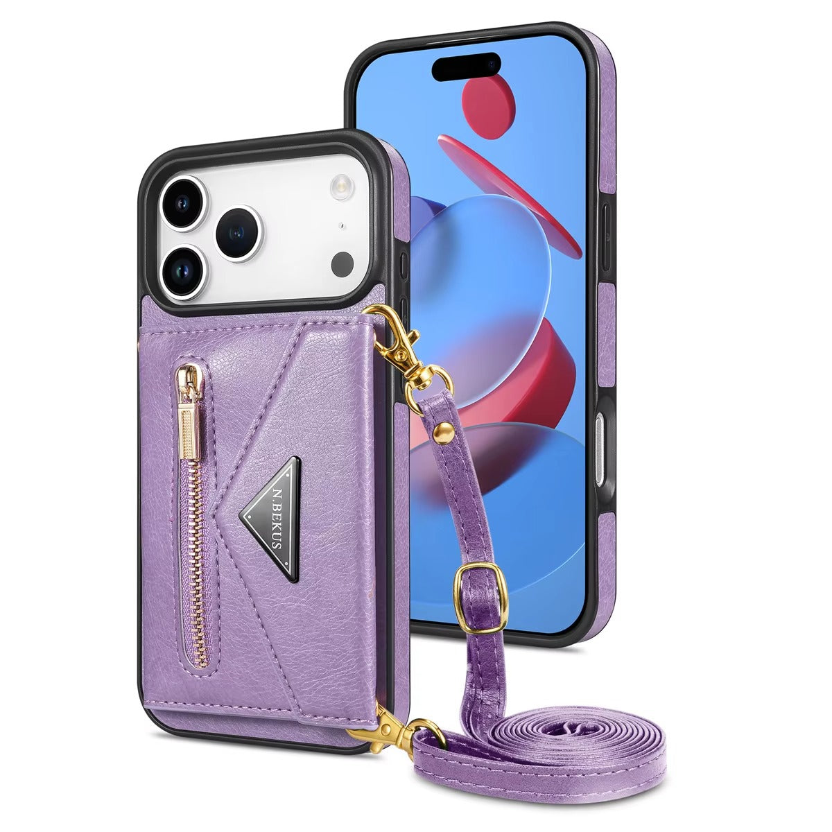 Luxury iPhone Case — Crossbody Wallet with Card Holder and Lanyard Strap, Shockproof Leather Cover, Anti-Fingerprint Full Access Design