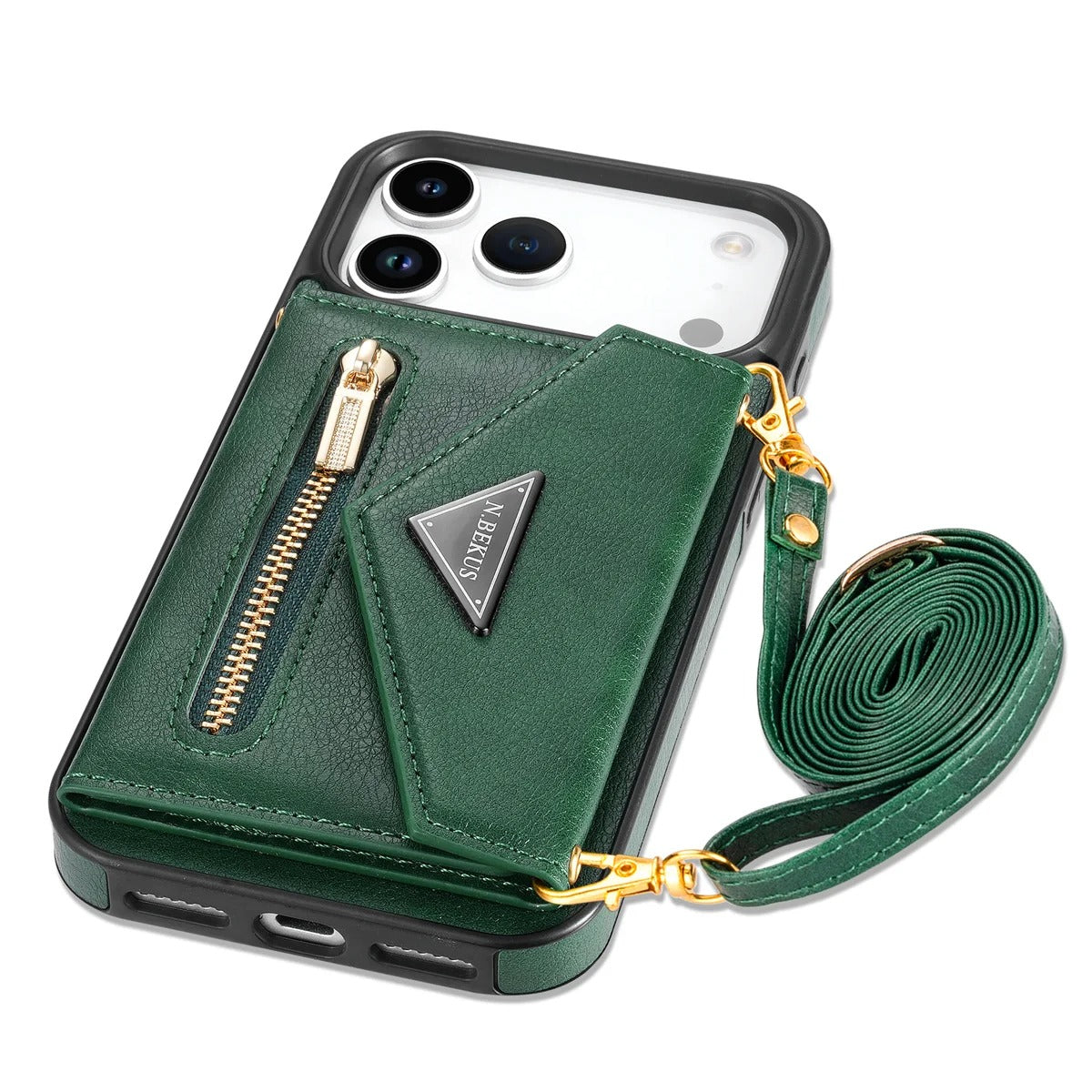 Luxury iPhone Case — Crossbody Wallet with Card Holder and Lanyard Strap, Shockproof Leather Cover, Anti-Fingerprint Full Access Design