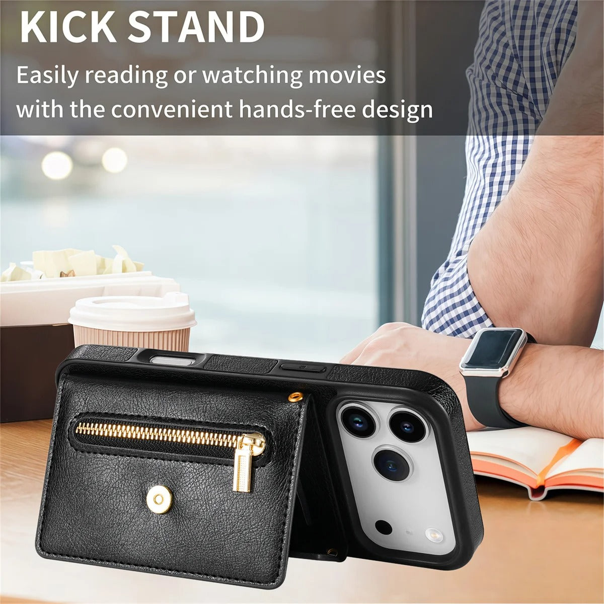 Luxury iPhone Case — Crossbody Wallet with Card Holder and Lanyard Strap, Shockproof Leather Cover, Anti-Fingerprint Full Access Design