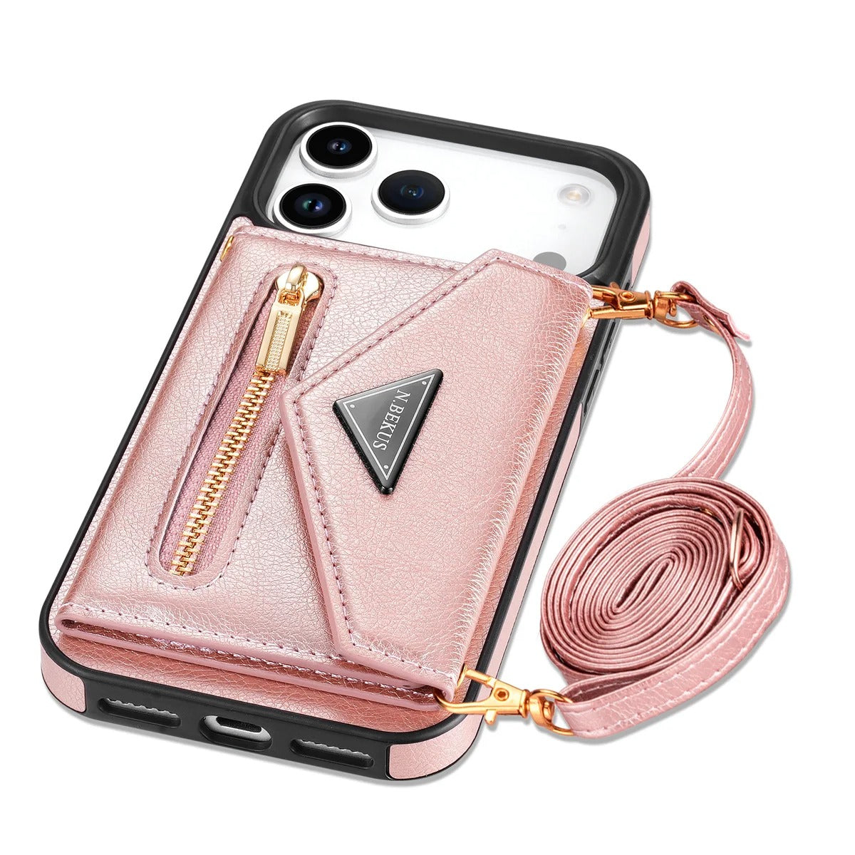 Luxury iPhone Case — Crossbody Wallet with Card Holder and Lanyard Strap, Shockproof Leather Cover, Anti-Fingerprint Full Access Design