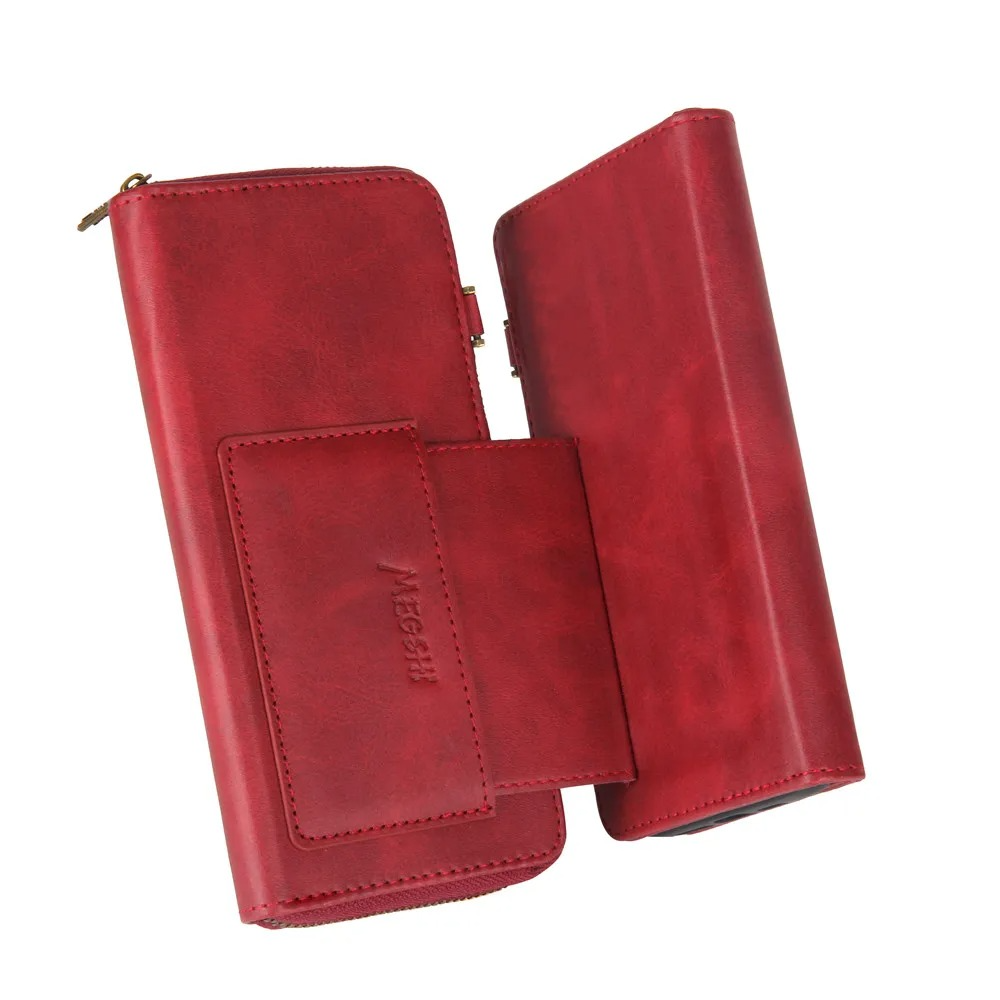 Luxury iPhone Case — Crossbody Zipper Wallet Cover with Lanyard, Magnetic Card Slot, Kickstand, Matte Anti-Glare Finish and Shockproof Leather Design