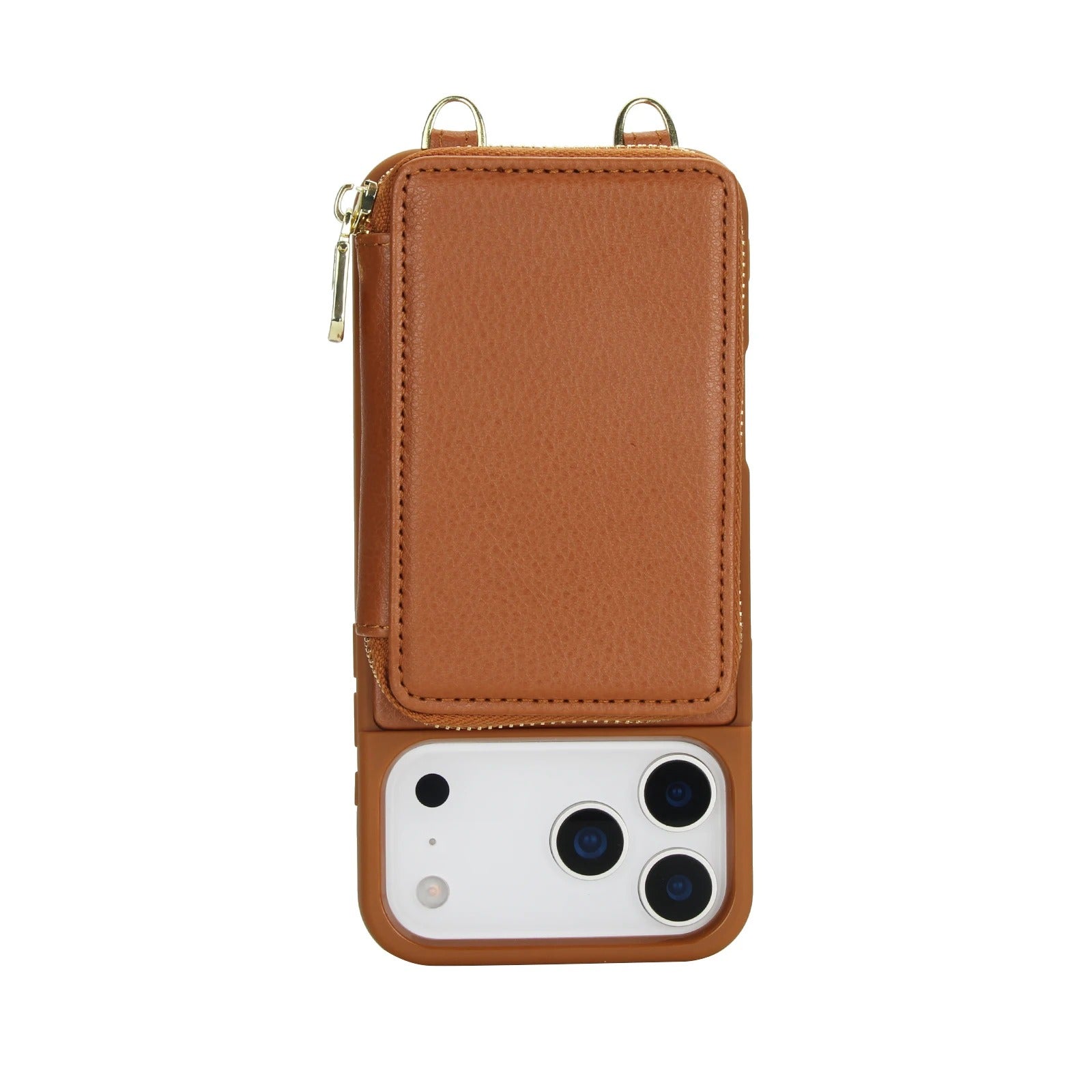 Luxury iPhone Case — Crossbody Zipper Wallet Flip Leather Cover with Card Slot, RFID Pocket and Secure Shoulder Strap Design
